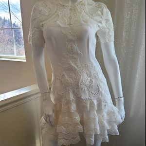 Jonathan Simkhai Lace Short Sleeve Mini Dress.